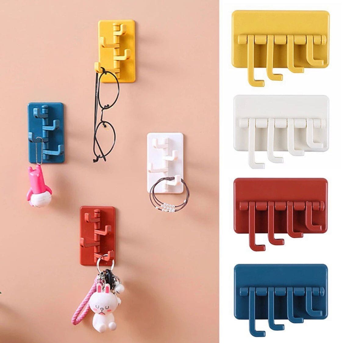ABS Wall Hooks Storage Rack, Seamless Rotatable Strong Hook, Rotatable 4-Hook Key Hook Wall Self Adhesive Key Wall Hanger ABS Wall Hooks Storage Rack, Seamless Rotatable Strong Hook, Rotatable 4-Hook Key Hook Wall Self Adhesive Key Wall Hanger
